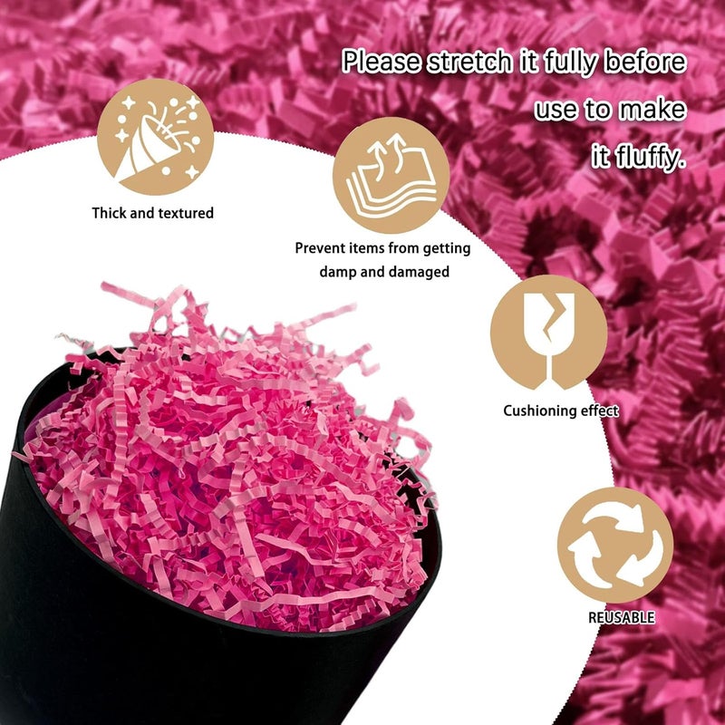 Zankubom 2 LB Fuschia Crinkle Cut Paper Shred Filler Great for Gift Wrapping, Fuschia Basket Fillers, Birthday, Gift Wrapping, Anniversary, Valentine's Day Christmas Party Decor Filling Supplies - Image 2